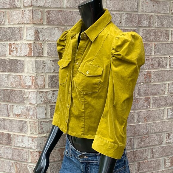 7th Ave Design Studio Small Corduroy Cropped Puff Shoulder Jacket Sz S - Picture 4 of 13